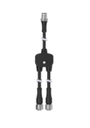 M12 Quick Disconnect Splitter Cable CSB-M1281M1281B, M12 Quick Disconnect Splitter Cable Black. 8-pin Double-Ended with 0.3 m Female Branches and. Male Rotatable Trunk Connector; 0.3 m Trunk Length. 8X22 GA 1 ft Trunk 1 ft Branch