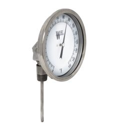 WEKSLER BIMETAL THERMOMETER, 3" DIAL, 0-250F/C, 2.5" STEM, ADJUSTABLE ANGLE, 1/2" NPT THREAD