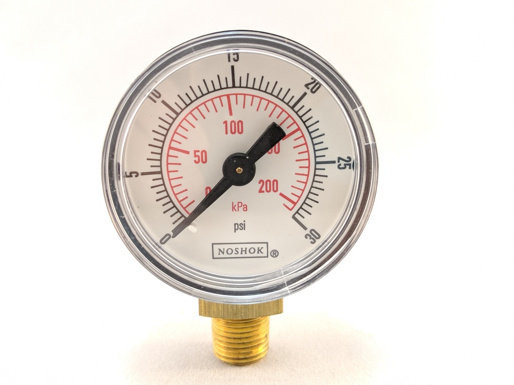 30PSI/KPA PRESSURE GAUGE 1.5"DRY 1/8"BM 2.5% ACCURACY BRONZE TUBE