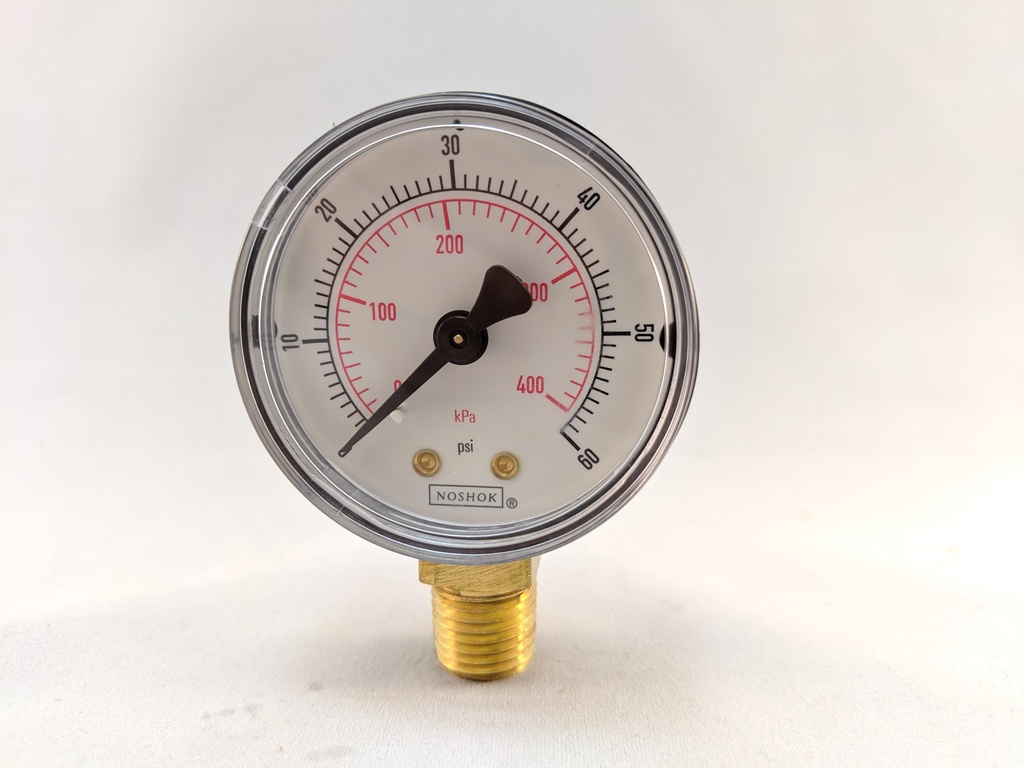 60PSI/KPA PRESSURE GAUGE 2" DRY 1/4" LM 2.5% ACCURACY BRONZE TUBE