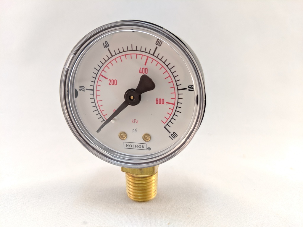 100PSI/KPA PRESSURE GAUGE 2" DRY 1/4" LM 2.5% ACCURACY BRONZE TUBE