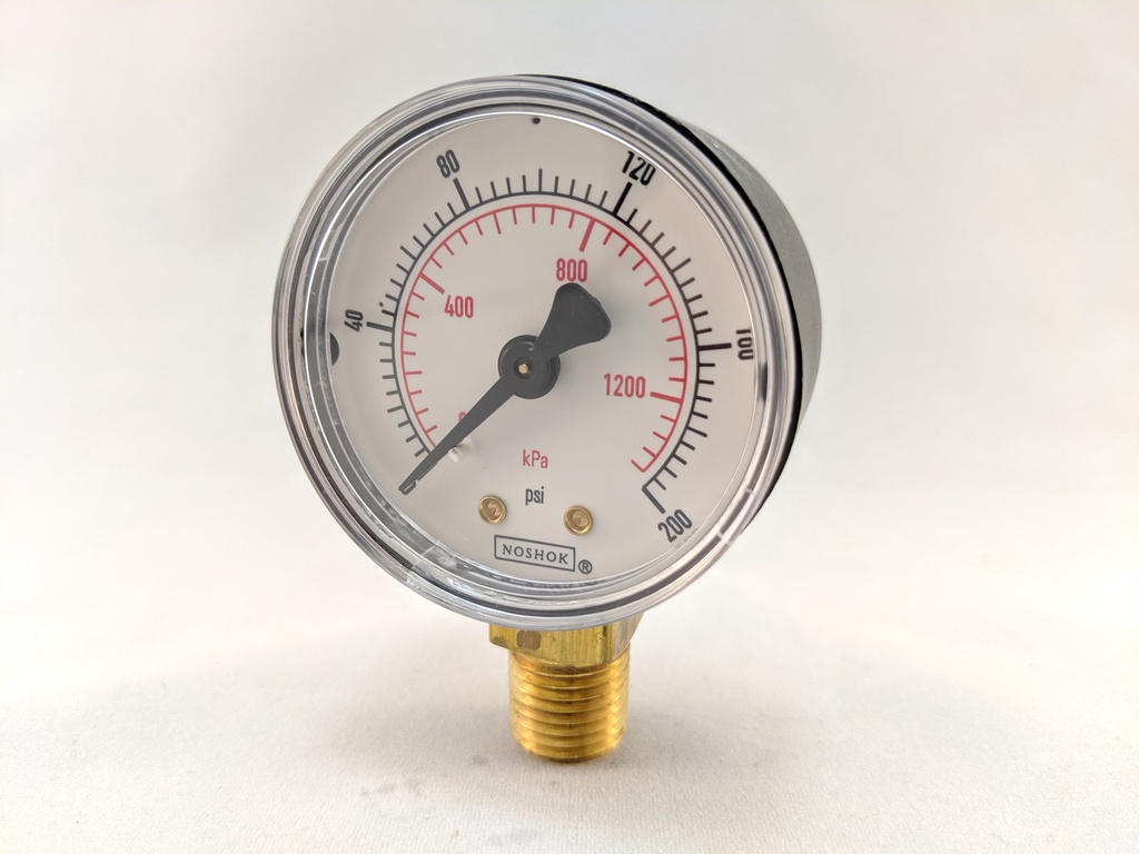 200PSI/KPA PRESSURE GAUGE 2" DRY 1/4" LM 2.5% ACCURACY BRONZE TUBE