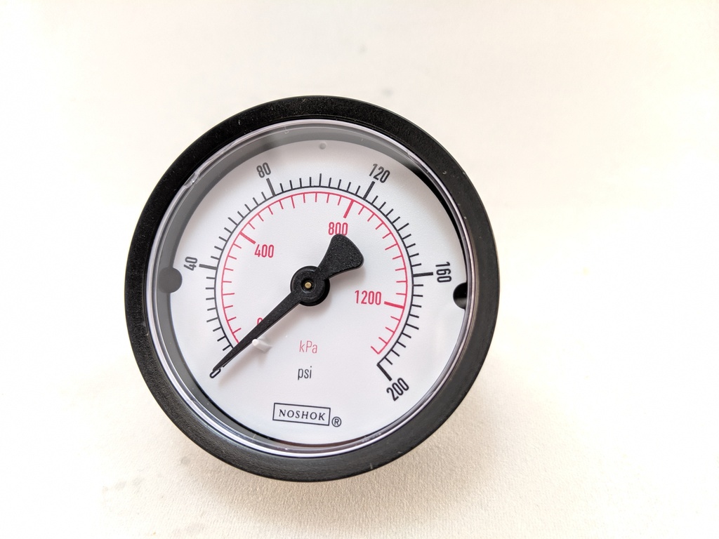 200PSI/KPA PRESSURE GAUGE 2" DRY 1/4" CBM 2.5% ACCURACY BRONZE TUBE