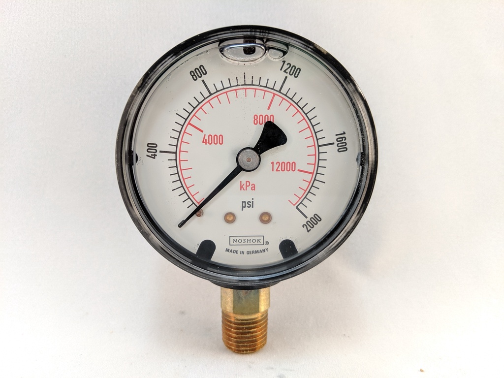 2000PSI/KPA PRESSURE GAUGE 2.5" LIQD FILLED 1/4"LM 1.5% ACCURACY ABS