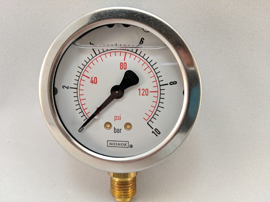 10BAR PRESSURE GAUGE 2.5" L.F. 1/4"BSPP BOTTOM 0-10BAR/PSI