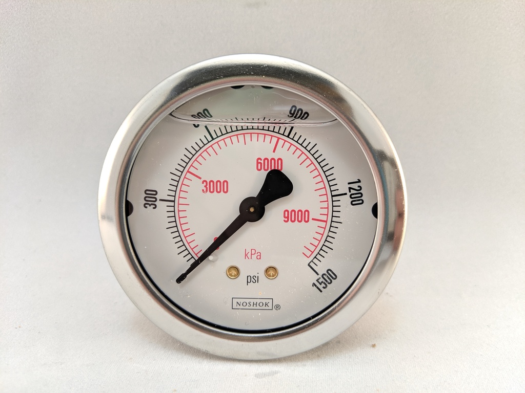 1500PSI/KPA PRESSURE GAUGE 2.5" LIQD FILLED 1/4"CBM 1.5% ACCURACY 304SS