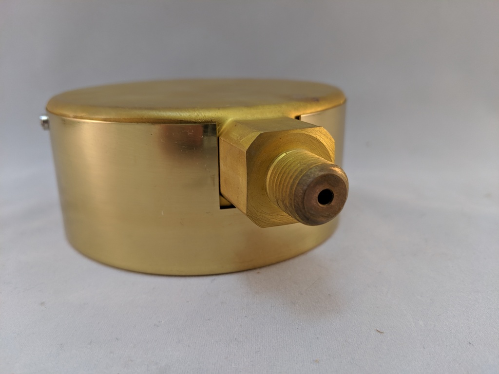 100PSI PRESSURE GAUGE 4"L.F. 1/4"LM 1%ACCRCY BRNZ TUBE W/BRASS CASE