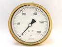 2000PSI PRESSURE GAUGE 4"L.F. 1/4"LBM 15 ACCRCY BRNZ TUBE BRASS CASE