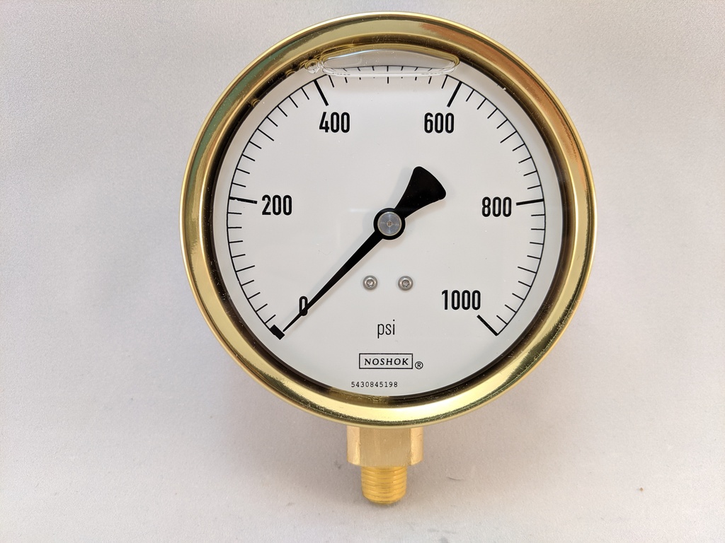 1000PSI PRESSURE GAUGE 4"L.F. 1/4"LM 1%ACCRCY BRNZ TUBE W/BRASS CASE
