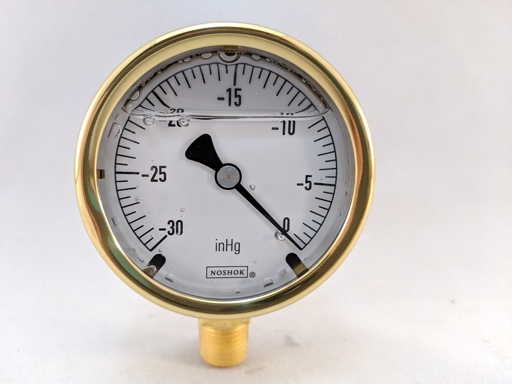 2.5" Brass Case, Copper Alloy Internals, 30 vac, 1/4" NPT Male Bottom Conn, Glycerin Filled