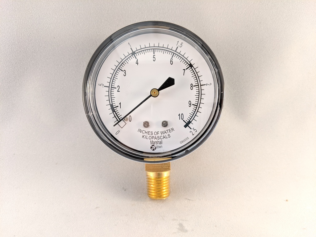 PRESSURE GAUGE 83K 2.5" 1/4"BOTTOM CONNECT 0-10" WATER