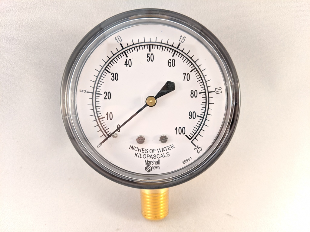 PRESSURE GAUGE 83K 2.5" 1/4"BOTTOM CONNECT 0-100"WATER COLUM