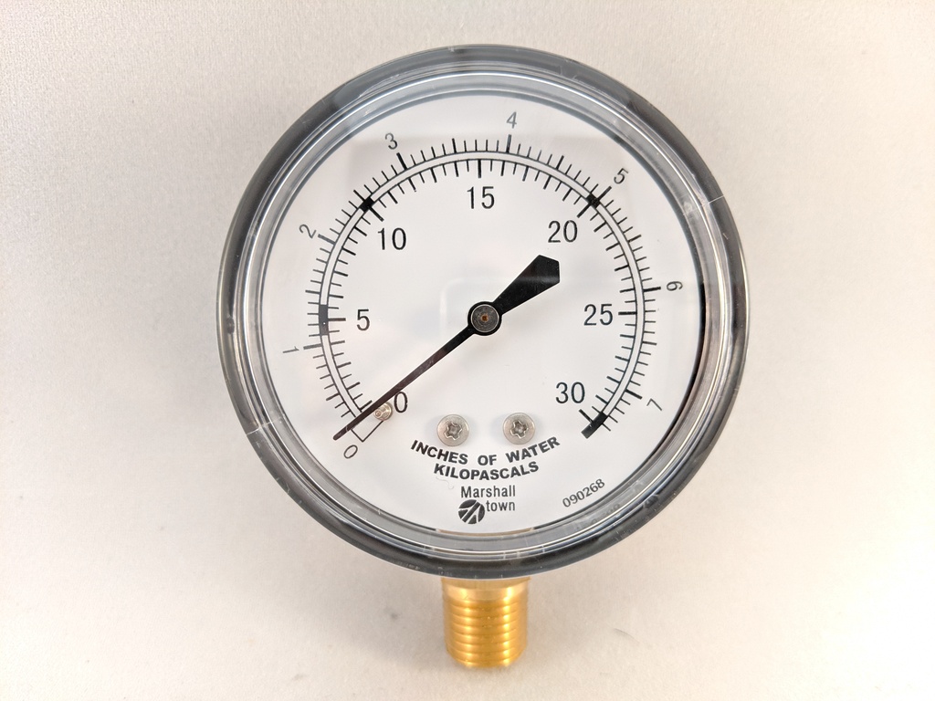 PRESSURE GAUGE 83K 2.5" 1/4"BOTTOM CONNECT 0-30" WATER G22704