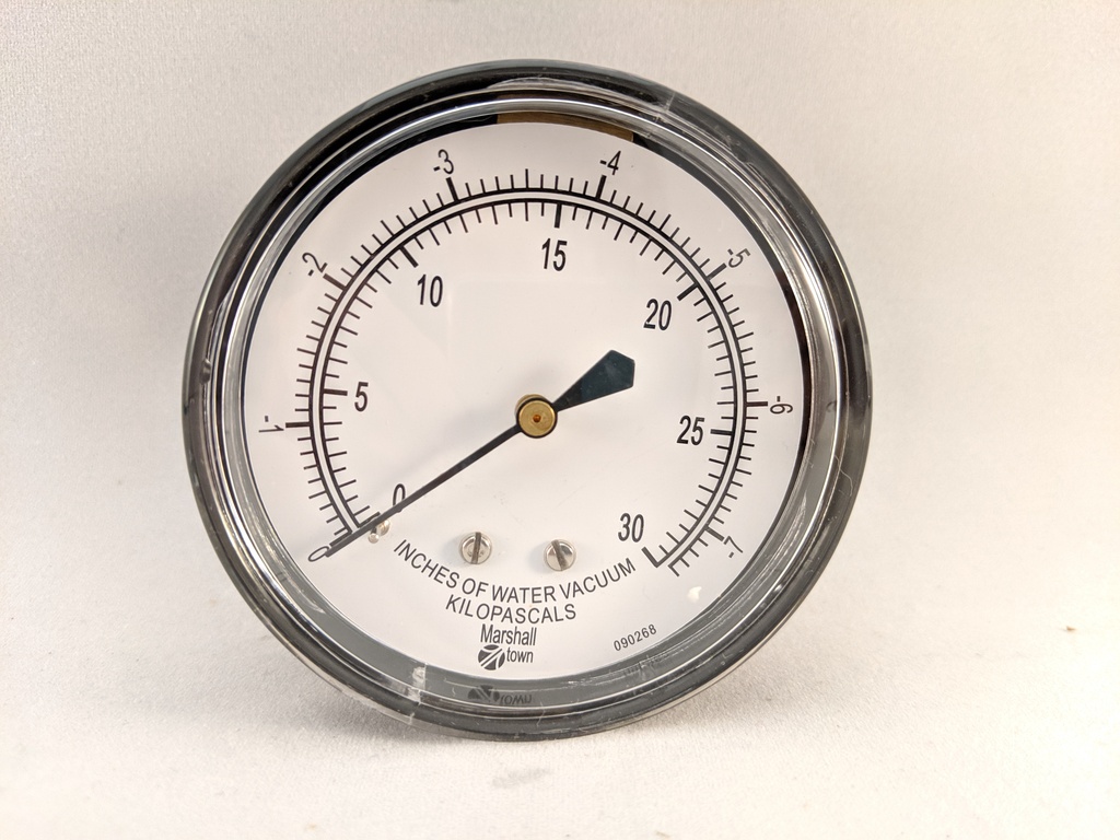 VACUUM GAGE 0/30" WC VAC 1/4 BACK CONNECT