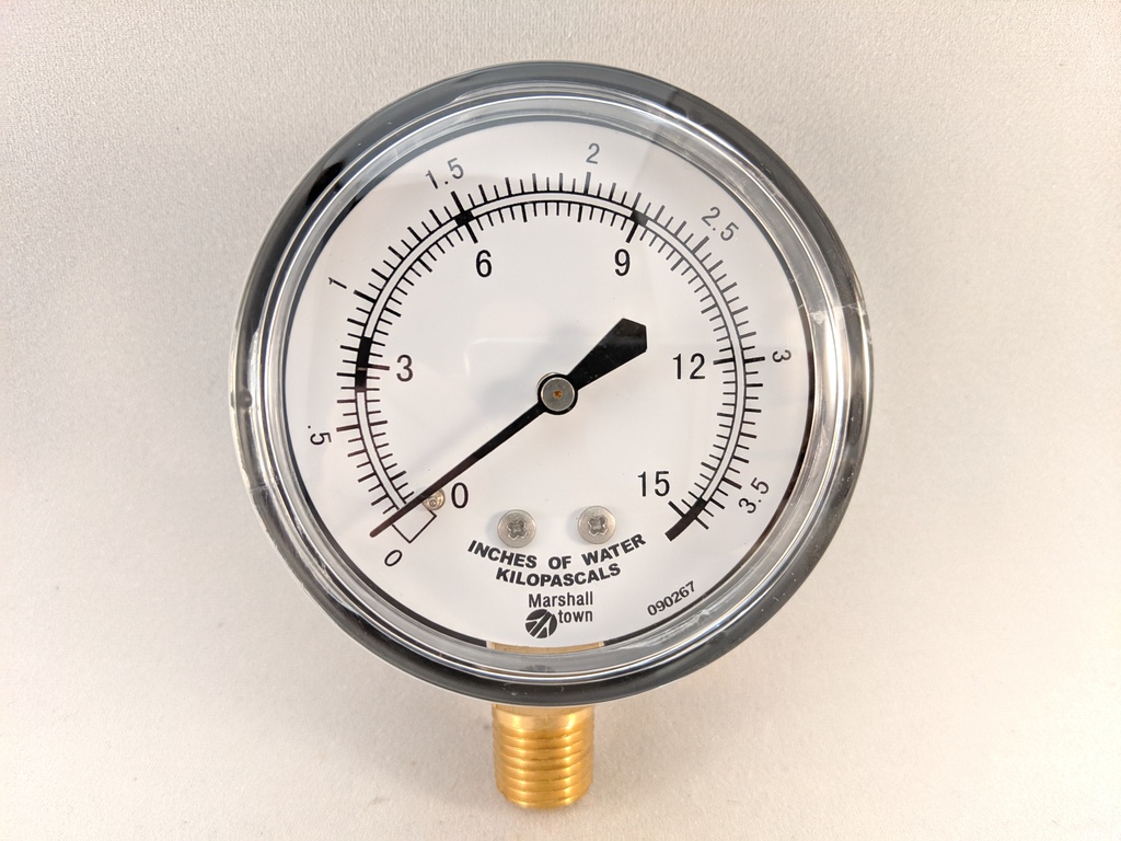 PRESSURE GAUGE 83K 2.5" 1/4"BOTTOM CONNECT 0-15" WATER