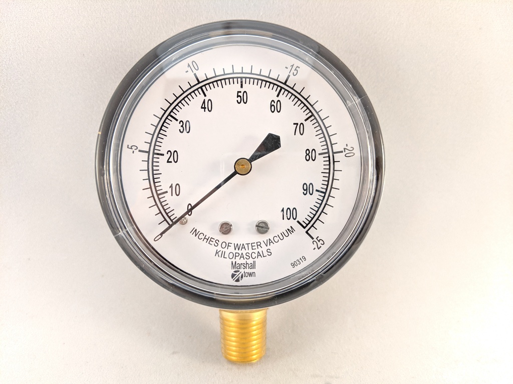 VACUUM GAUGE 83K 2.5" 1/4"BOTTOM CONNECT 0-100"WATER COLUMN