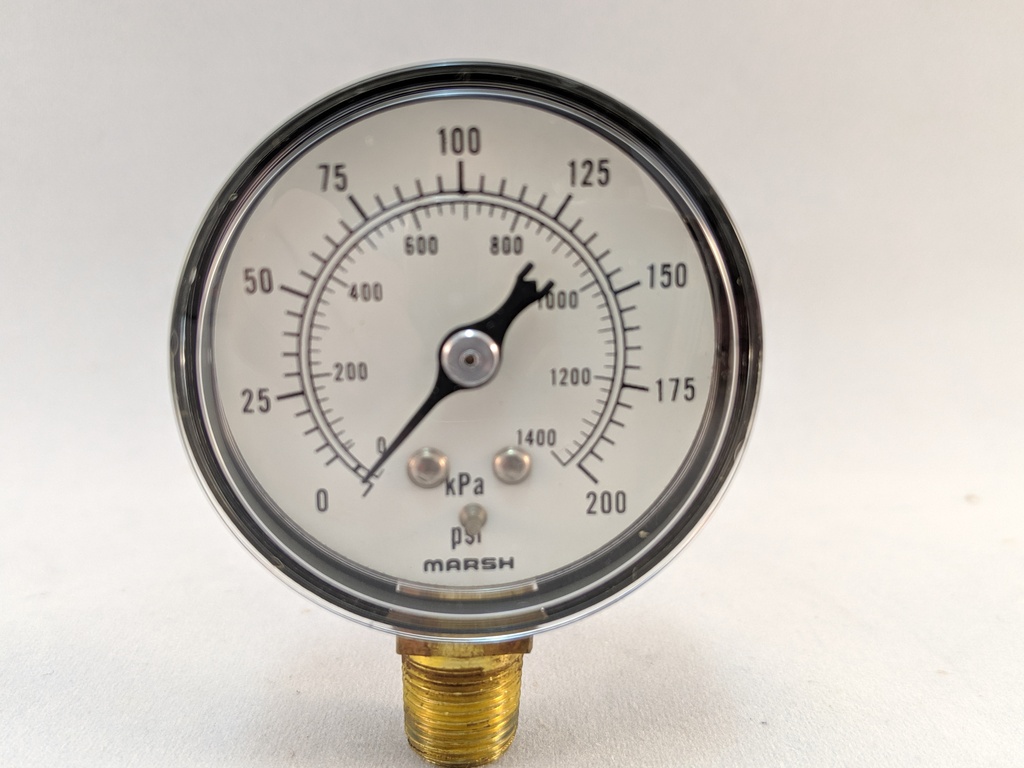 PRESSURE GAUGE 0-200 PSI 1.5" 1/8"BOTTOM CONNECT 2% ACCURACY