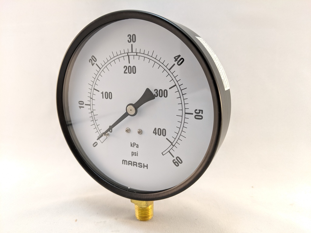 PRESSURE GAUGE 0-60 PSI 4.5" 1/4"BOTTOM CONNECT 2% ACCURACY