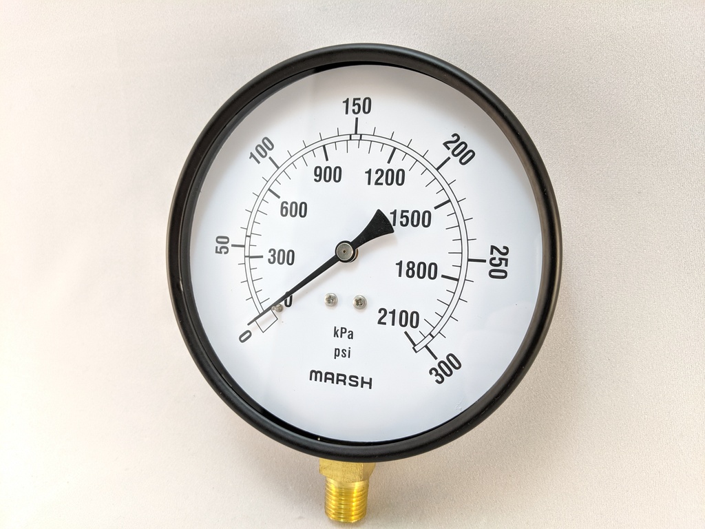PRESSURE GAUGE 0-300 PSI 4.5" 1/4"BOTTOM CONNECT 2% ACCURACY