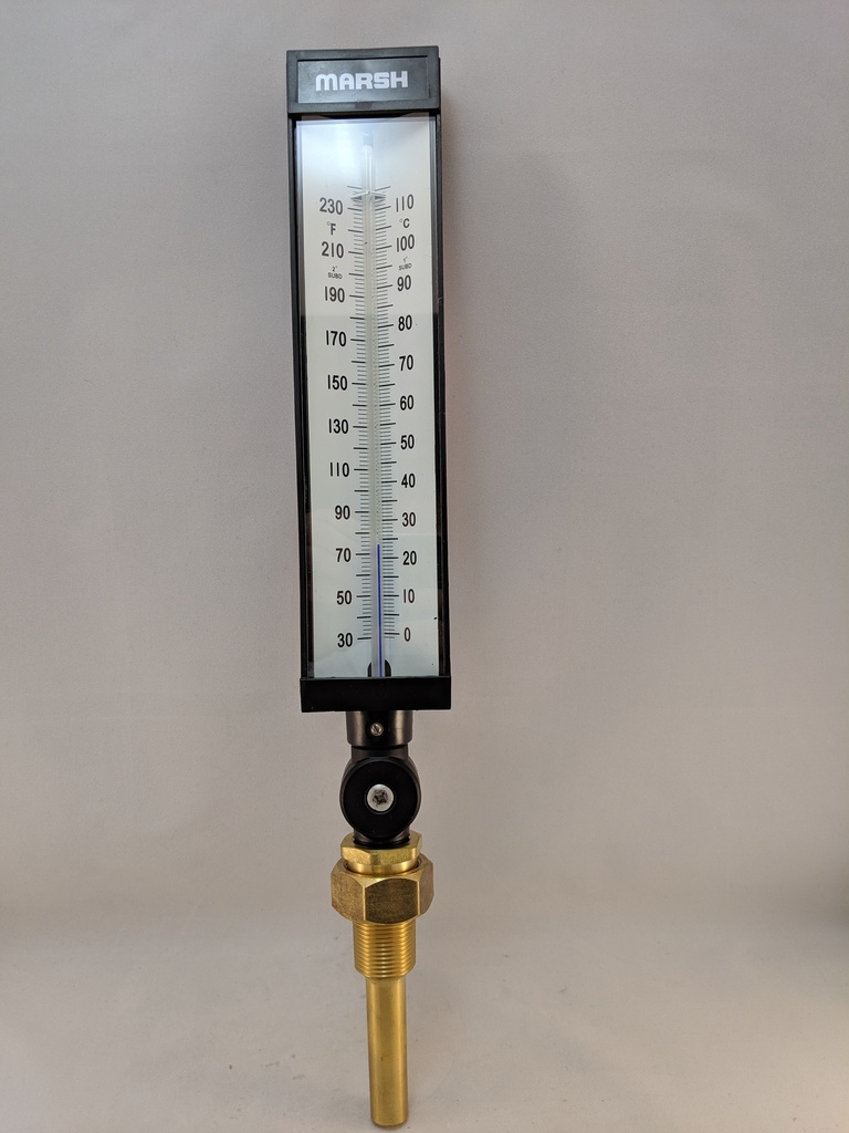 IND THERM 9"SCALE 3.5"STEM 30/240F ADJ ANGLE W/BRASS WELL