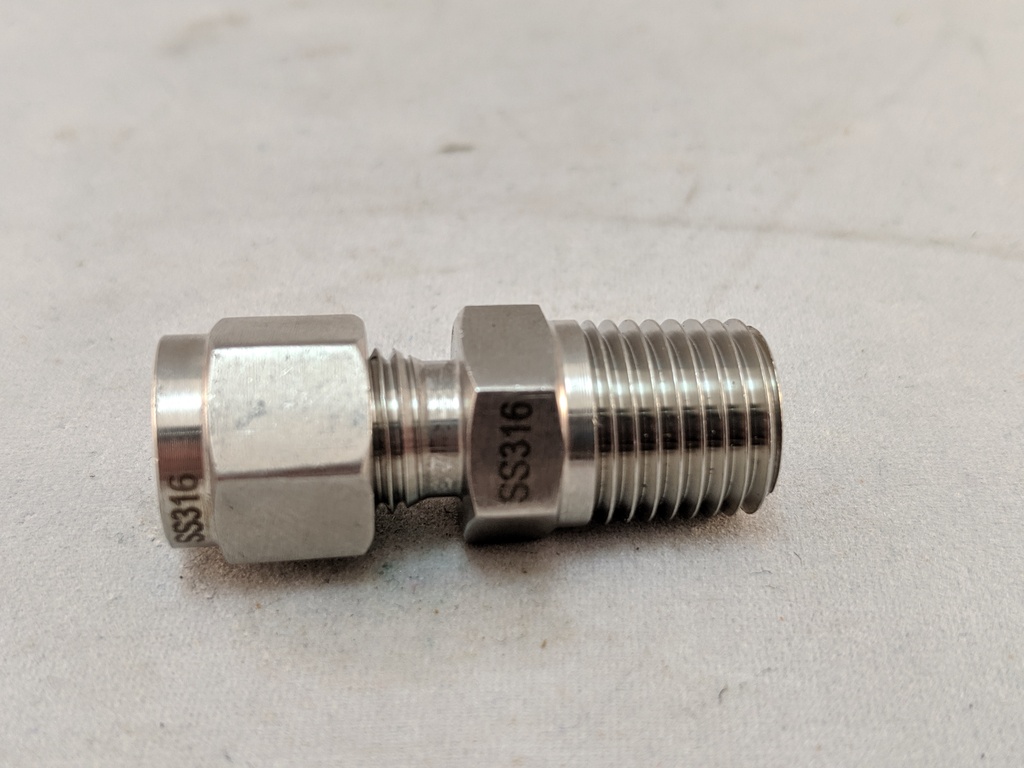 T/C COMPRESSION FITTING, 1/4"TUBE X 1/4"NPT, STAINLESS STEEL COMPRESSION