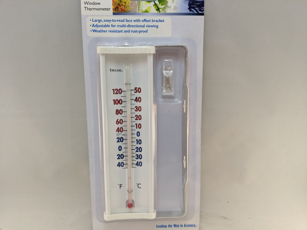 TEMPRITE WINDOW THERMOMETER 8" LONG 60/120F & C 5316