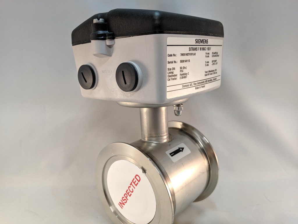 SIEMENS MAG1100F FLOWMETER 2"SANITARY, NO ADAPTERS, PFA SIEMENS SPIFF