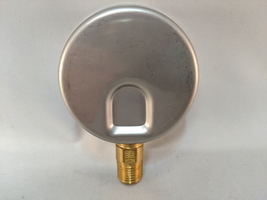 Pressure Gauge, 63mm dial size, 1/4" NPT bottom, 0-100PSI/kPa, Liquid