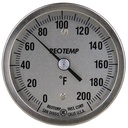 Industrial Bi-Metal Thermometer, 52.00, 208.00, 3" Dial,1/2" NPT Back Connection, 6" Stem, 50-500F Range