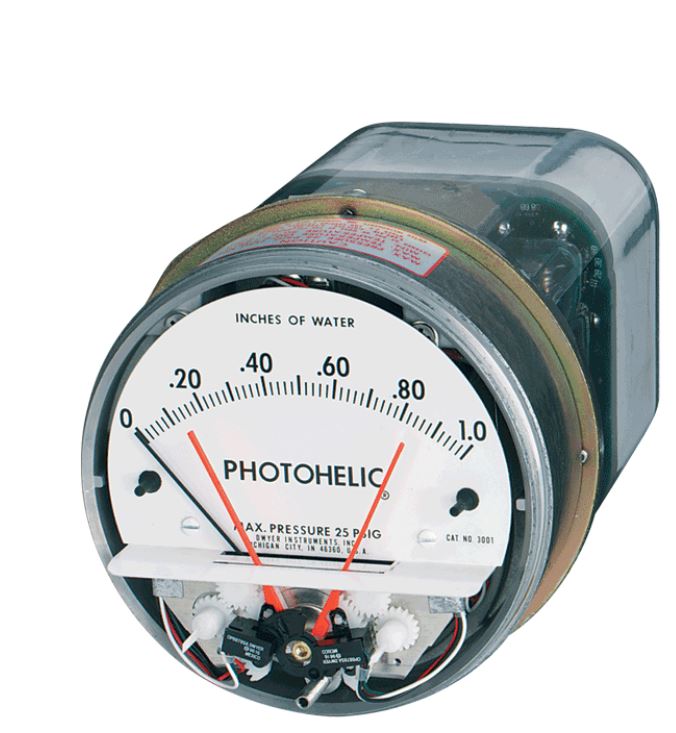 Photohelic Pressure Switch/Gage, Range 0-1.0" w.c.