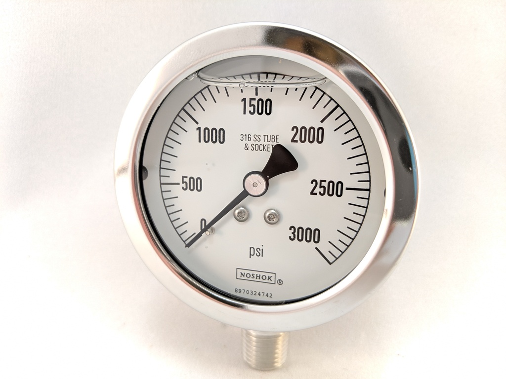 3000PSI PRESSURE GAUGE 2.5"L.F. 1/4"LM 1.5% ACCURACY SS TUBE