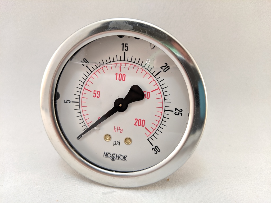 VACUUM PRESSURE GAUGE 2.5" LIQD FILLED 1/4"CBM 1.5% ACCURACY 304SS