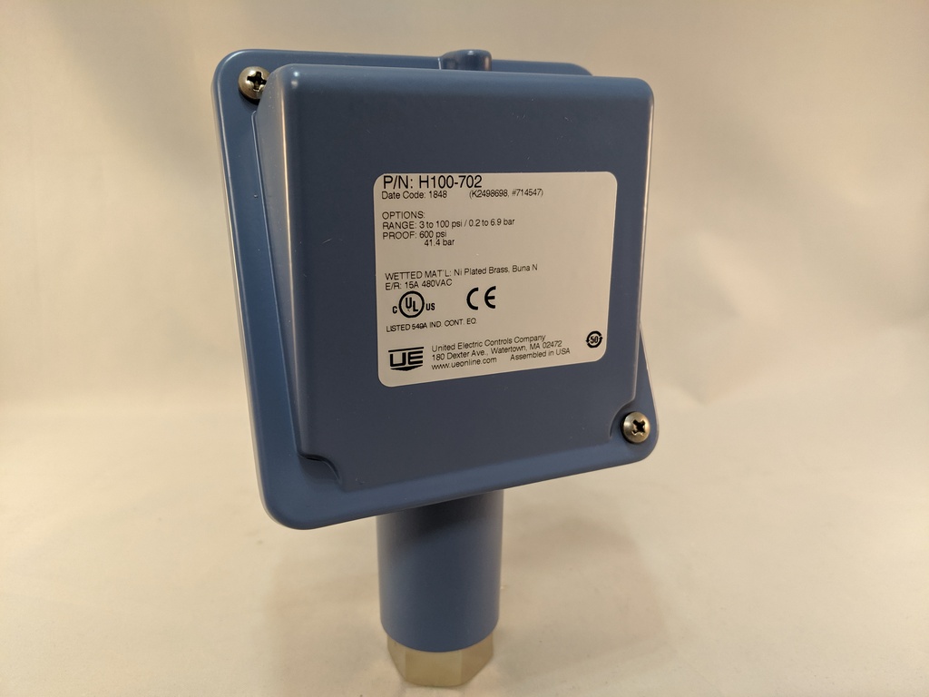 100 SERIES SPDT RANGE 3-100 PSI 1/4" NPT PRES SWITCH