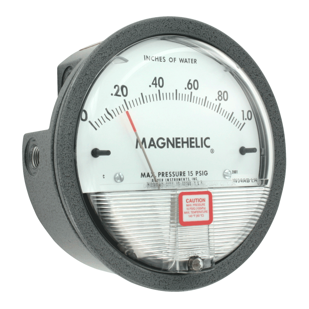 Magnehelic® Differential Pressure Gage, range 5-0-5mm w.c., minor divisions .20. Series 2000, Accurate within 1%