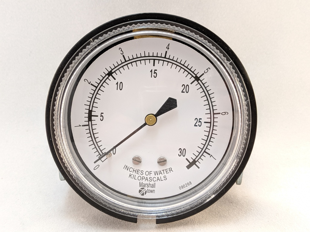PRESSURE GAUGE 83KB 2.5" 1/4"CBM 0-30"WATER COLUMN FLUSH MT