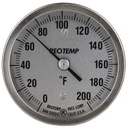 Industrial Bi-Metal Thermometer, 52.00, 208.00, 3" Dial,1/2" NPT Back Connection, 6" Stem, 50-500F Range