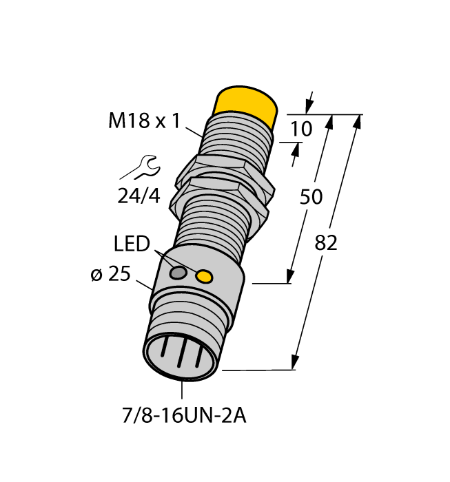 NI14-G18-ADZ30X2-B3331 Inductive Sensor, N.O., 20-250VAC/10-300VDC, 1/2"-20UNF