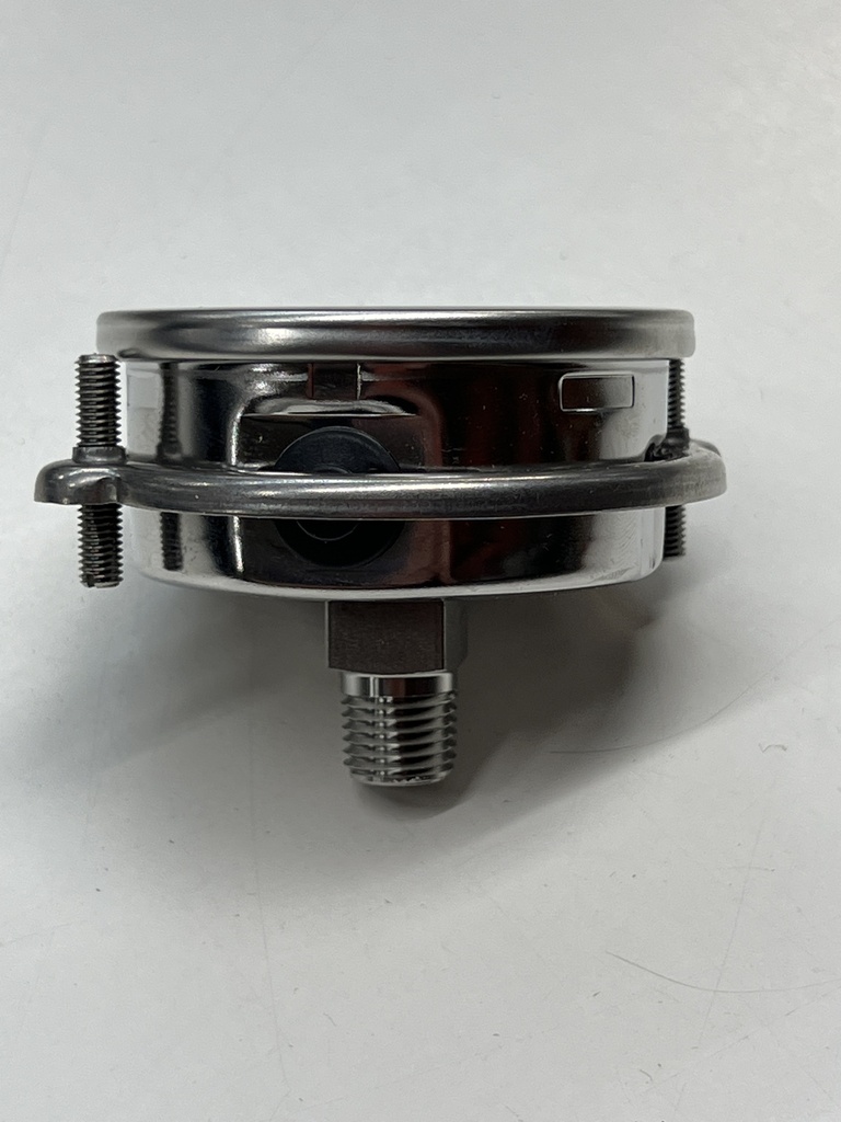 400 Series All Stainless Steel Dry / Liquid Filled Pressure Gauge, 0-160 psi, SS Panel Mount Clamp