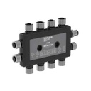 DXMR110 8-port IO Link Master/Controller. Power: 12-30 V dc. Female M12 (D-Code Ethernet). IP67, IP68. Ethernet IP, Modbus TCP, and Profinet