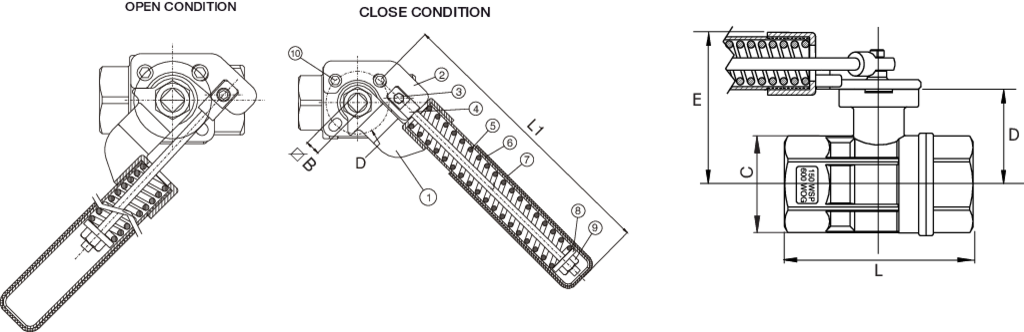 250N SRL Full-Sfer Series Full Port Brass Ball Valve FNPT Threaded w/ Spring Return Handle