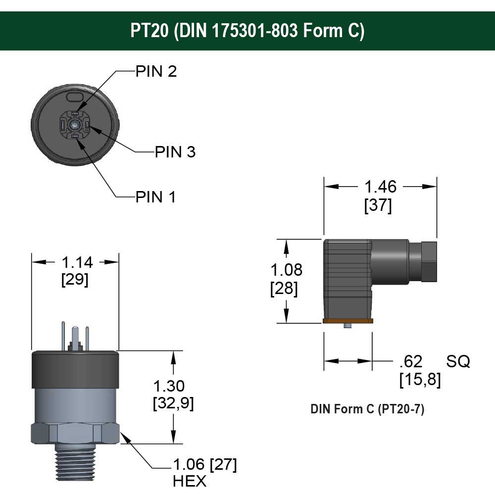 PT20 Series General Purpose, Fixed Range Pressure Transmitter