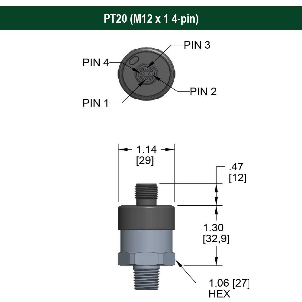 PT20 Series General Purpose, Fixed Range Pressure Transmitter
