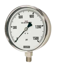 WIKA 232.50 Series Gauge, 4inch Case 0-60PSI Second Scale psi, 1/2" Bottom Connection, DRY,