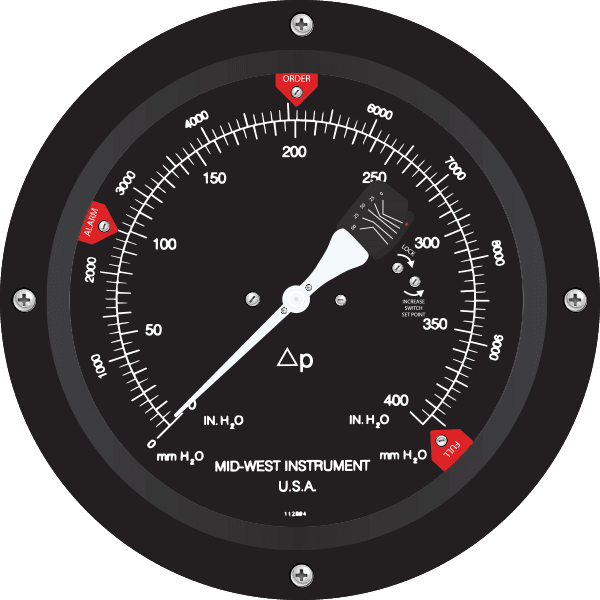 MIDWEST 106 SERIES DIFFERENTIAL PRESSURE GAUGE, 0-10PSID, ALUMINUM BODY, SS 1/4"NPT FEMALE BACK CONNECTIONS, 1% ACCURACY