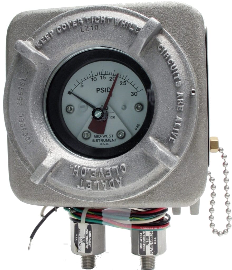 PISTON TYPE GAUGE MODEL 120, 0-10 PSID, 2.5" DIAL