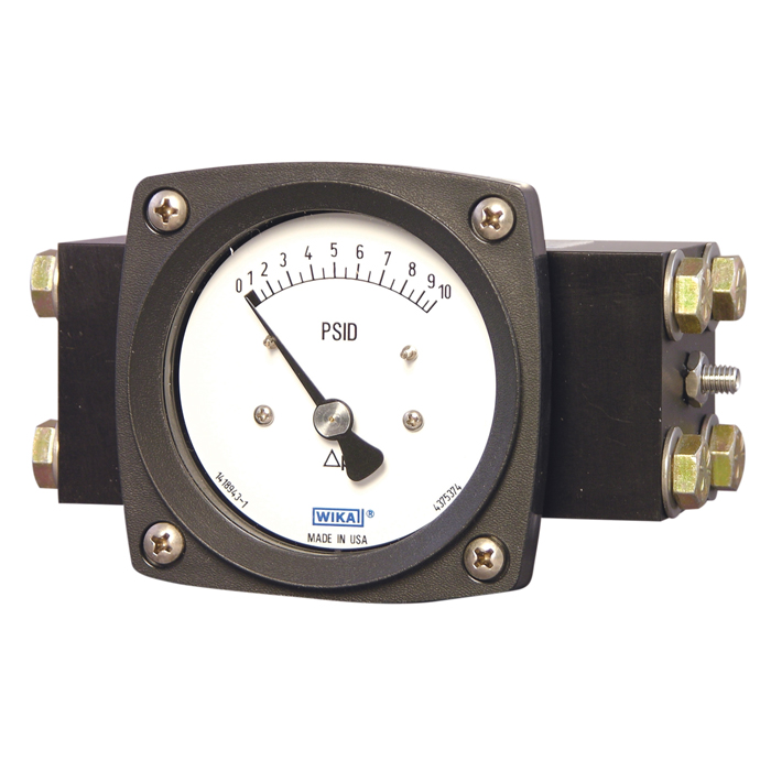 Wika 700.05 Series 4.5" Dry Differential Pressure Gauge, 0 to 10 psid, 1/4 NPTF, Back Entry