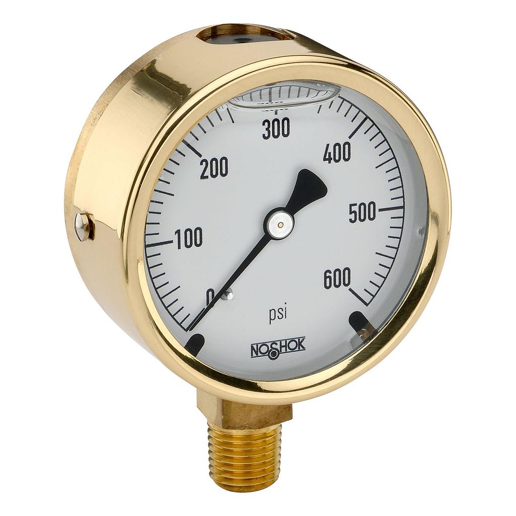 300 Series Brass Case Liquid Filled Pressure Gauge,  -30 inHg to 0 psi (w/ ATACS LOGO)
