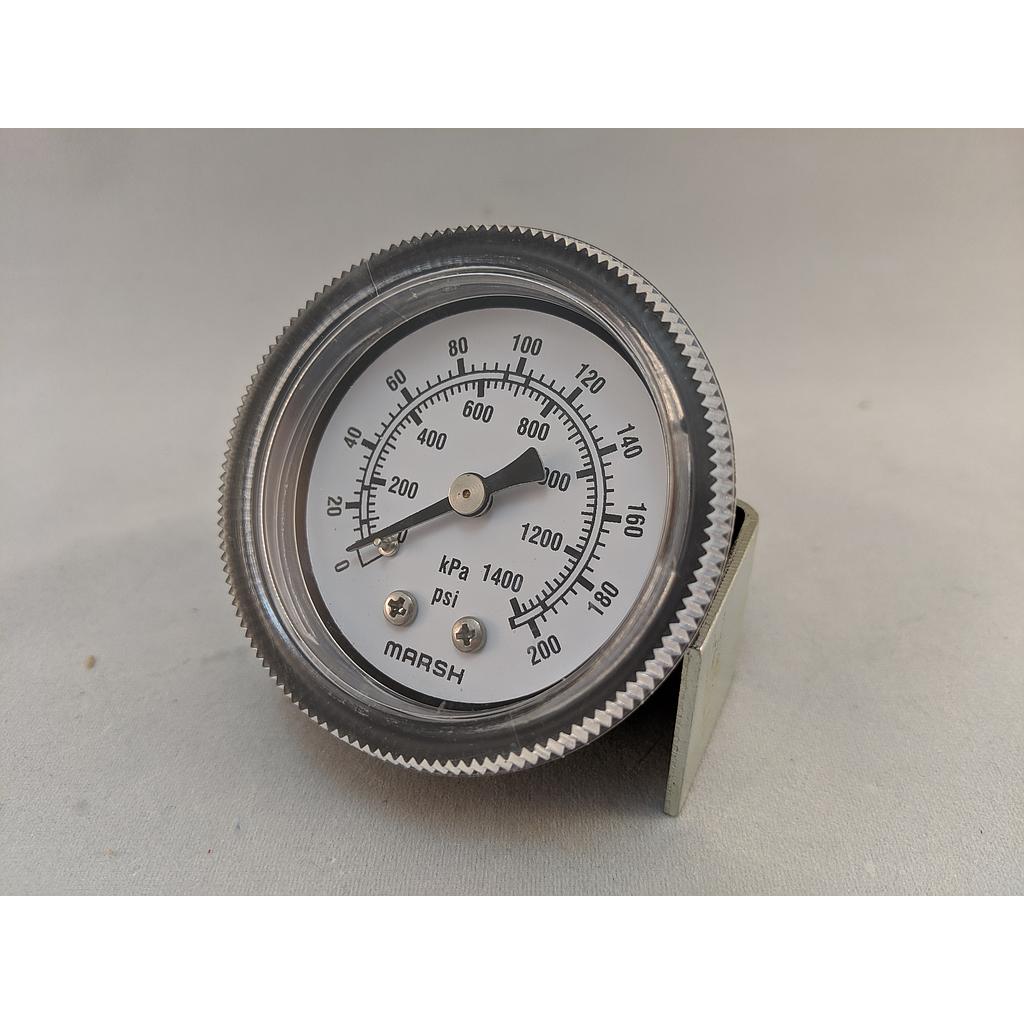 PRESSURE GAUGE 0-200 PSI 2" 1/8"CBM FLUSH MT 2% ACCURACY