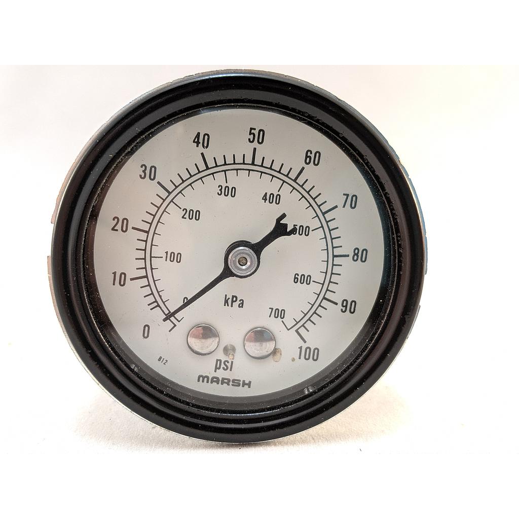 PRESSURE GAUGE 0-100 PSI 2" 1/4"CBM 2% ACCURACY