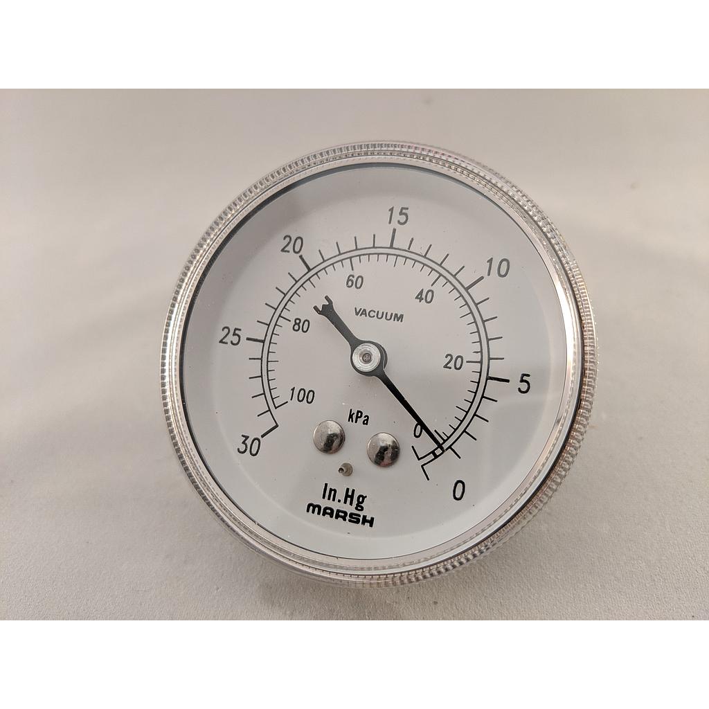 PRESSURE GAUGE 0-30"HG VAC 2.5" 1/4"CBM 2% ACCURACY